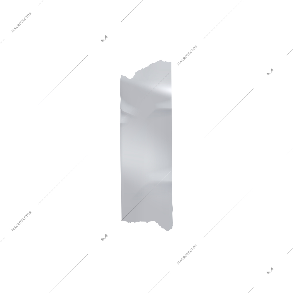 Silver sticky adhesive tape realistic with torn and crumpled glued vector illustration