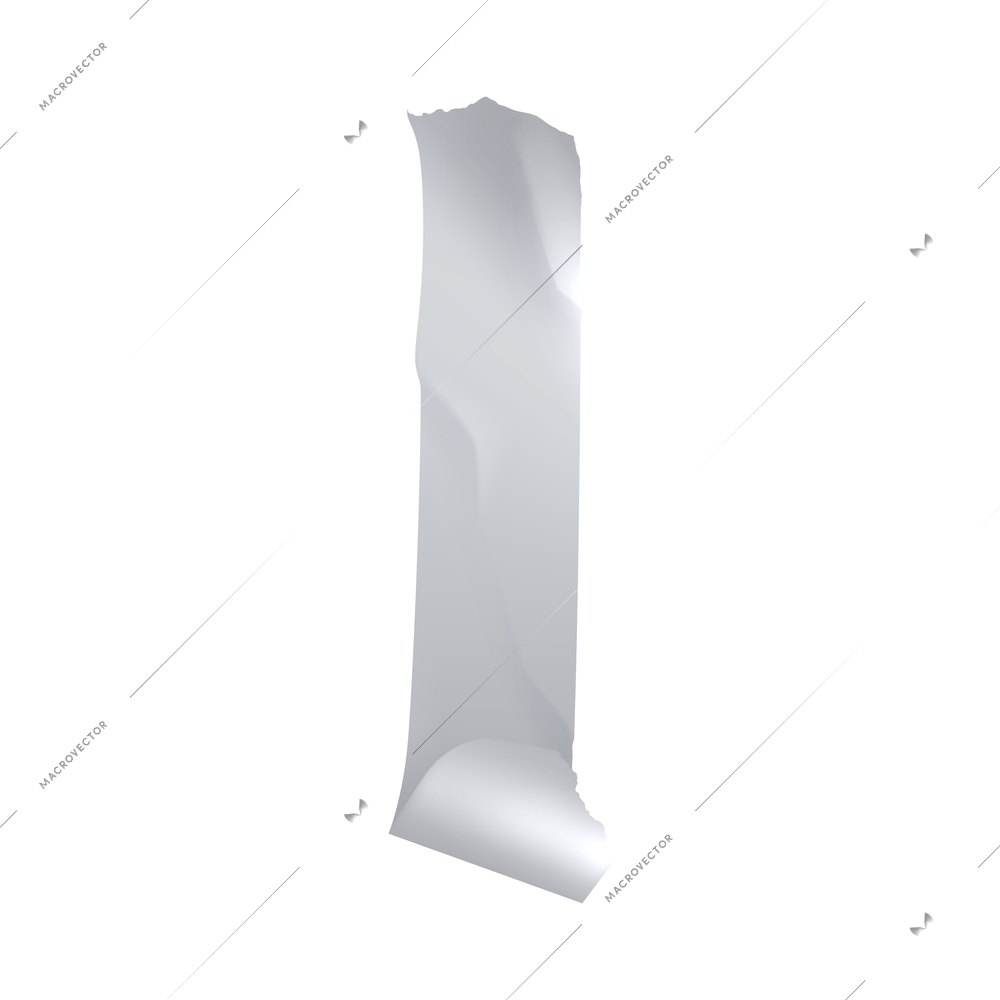 Silver sticky adhesive tape realistic with torn and crumpled glued vector illustration