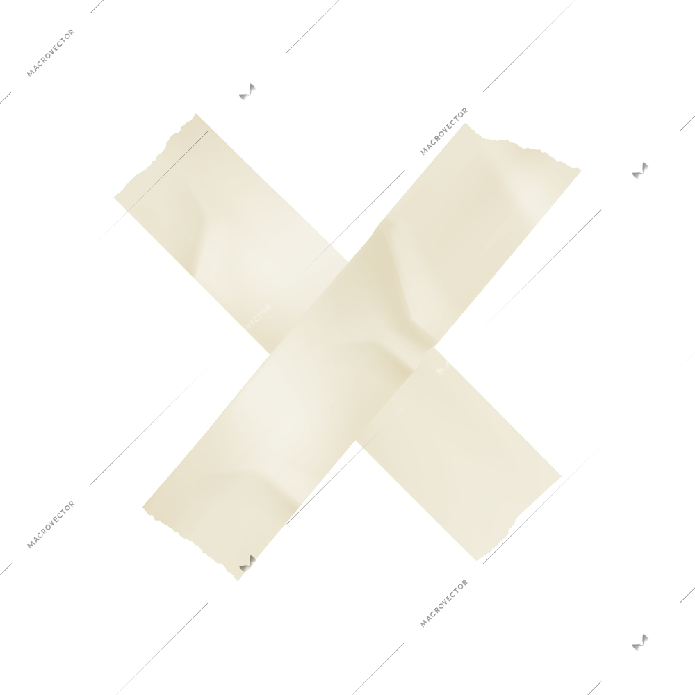 Sticky adhesive tape cross realistic with tape of white colors vector illustration