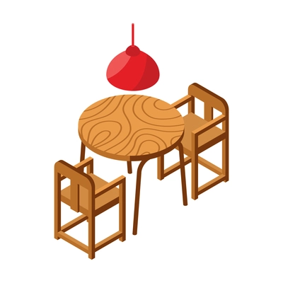 Burger house isometric with restaurant seats vector illustration