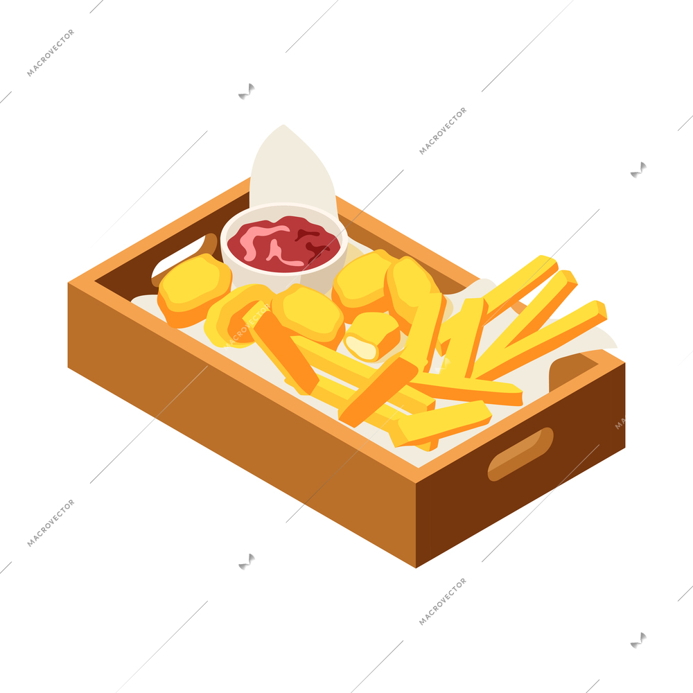 Burger house isometric with fast meal symbols vector illustration
