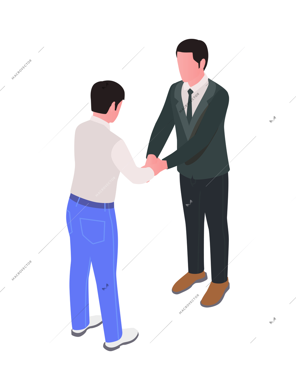 Insurance agreement isometric character of agent with contract on blank background vector illustration