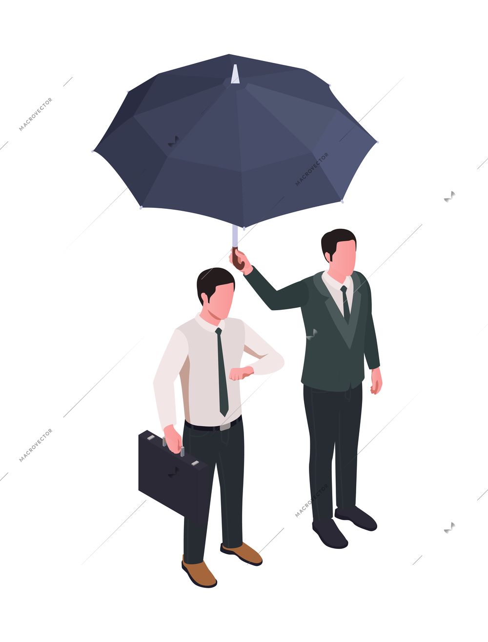 Insurance isometric characters of agents with contracts on blank background vector illustration