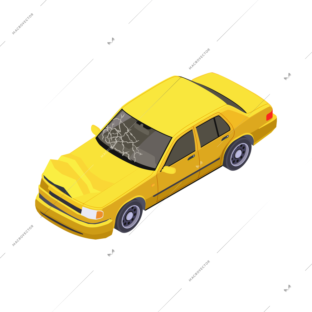 Insurance with car accident isometric on blank background vector illustration