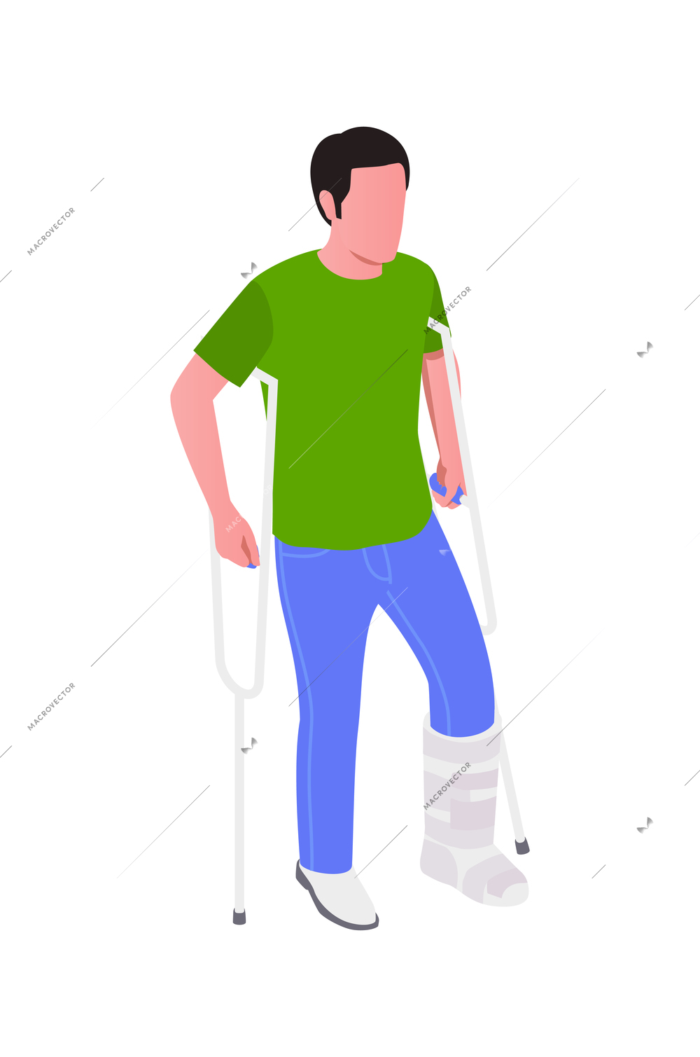 Insurance with leg injury isometric on blank background vector illustration