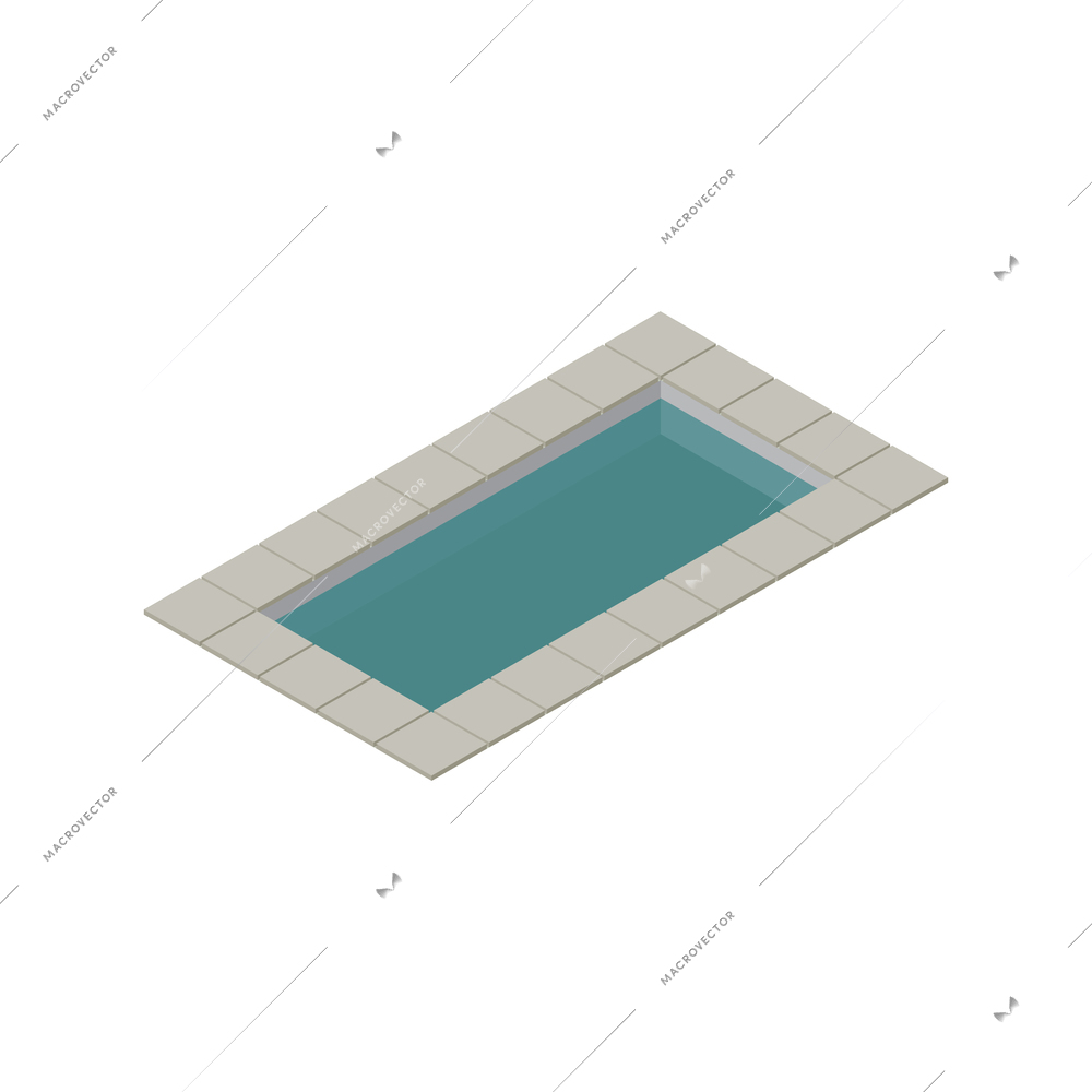 Landscape swimming garden pool design isometric vector illustration