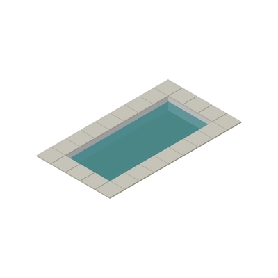 Landscape swimming garden pool design isometric vector illustration