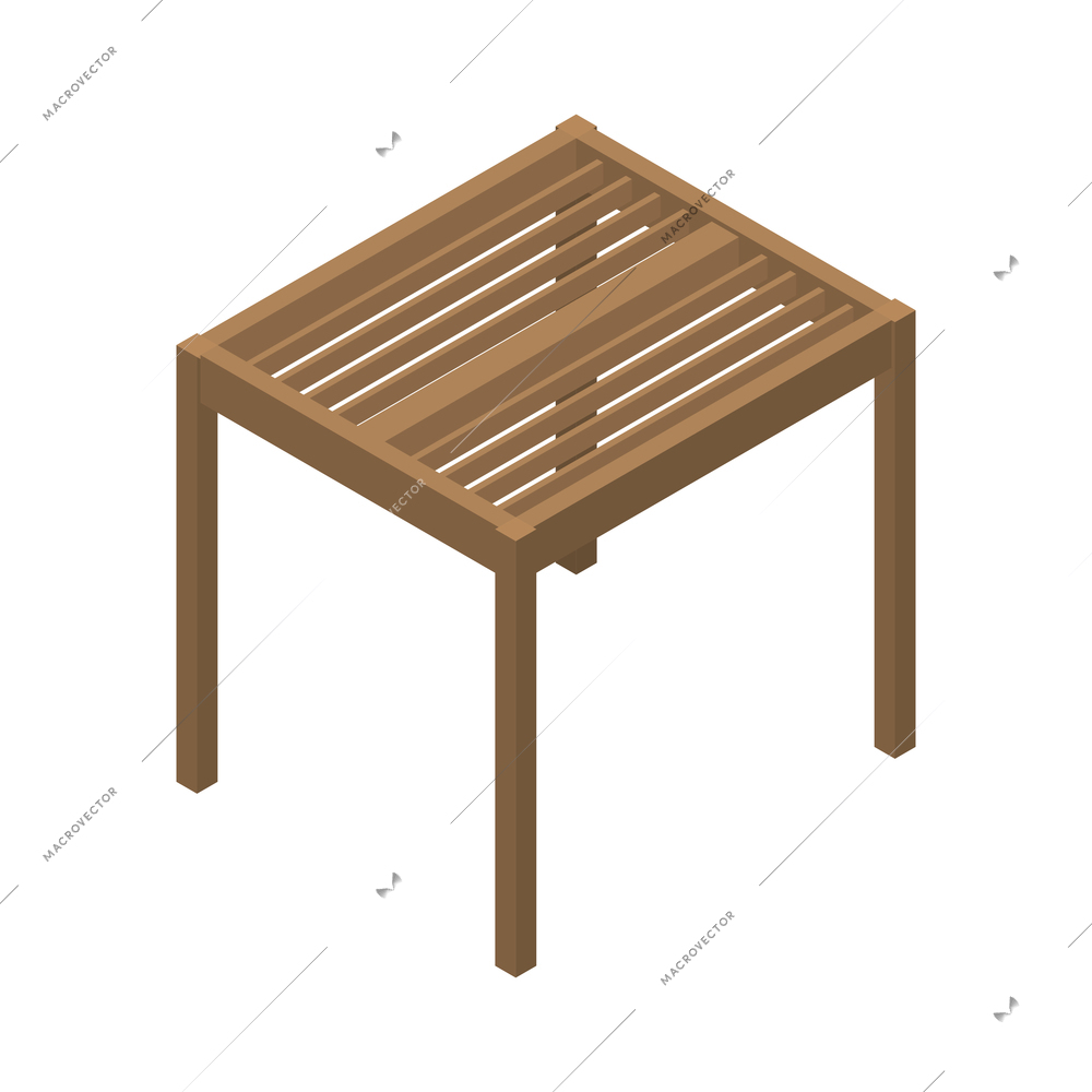 Landscape garden table design isometric vector illustration