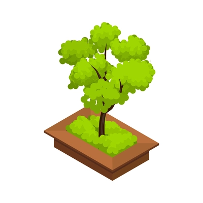 Landscape tree design isometric with grass vector illustration