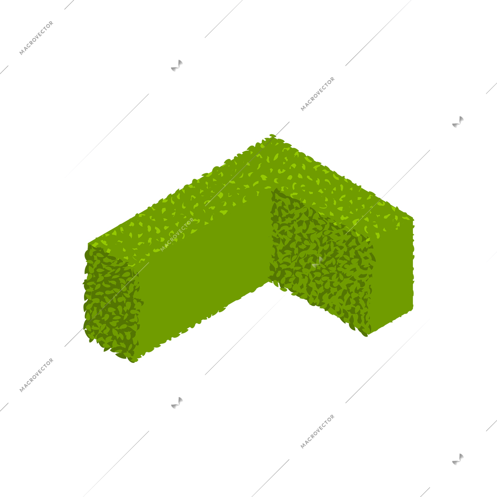 Landscape design isometric with garden fence hedgerow vector illustration