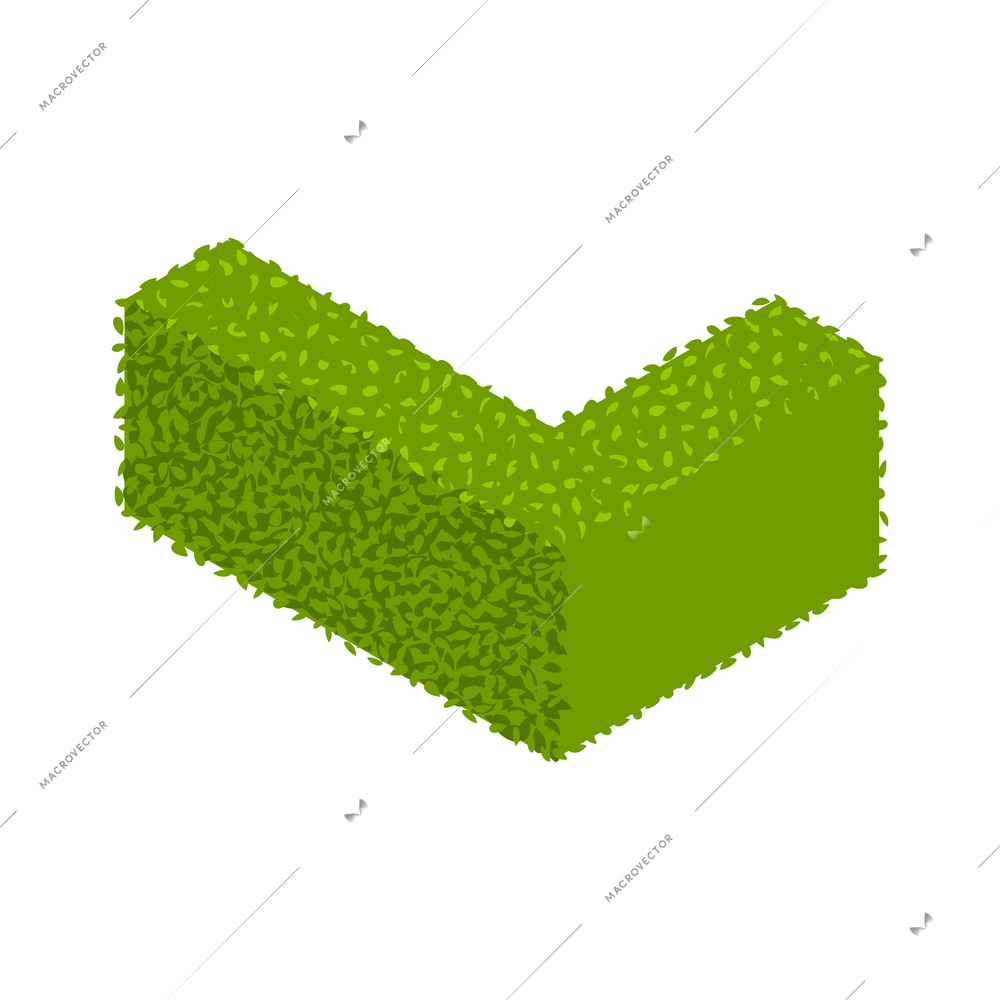 Landscape design isometric with green fence hedgerow vector illustration