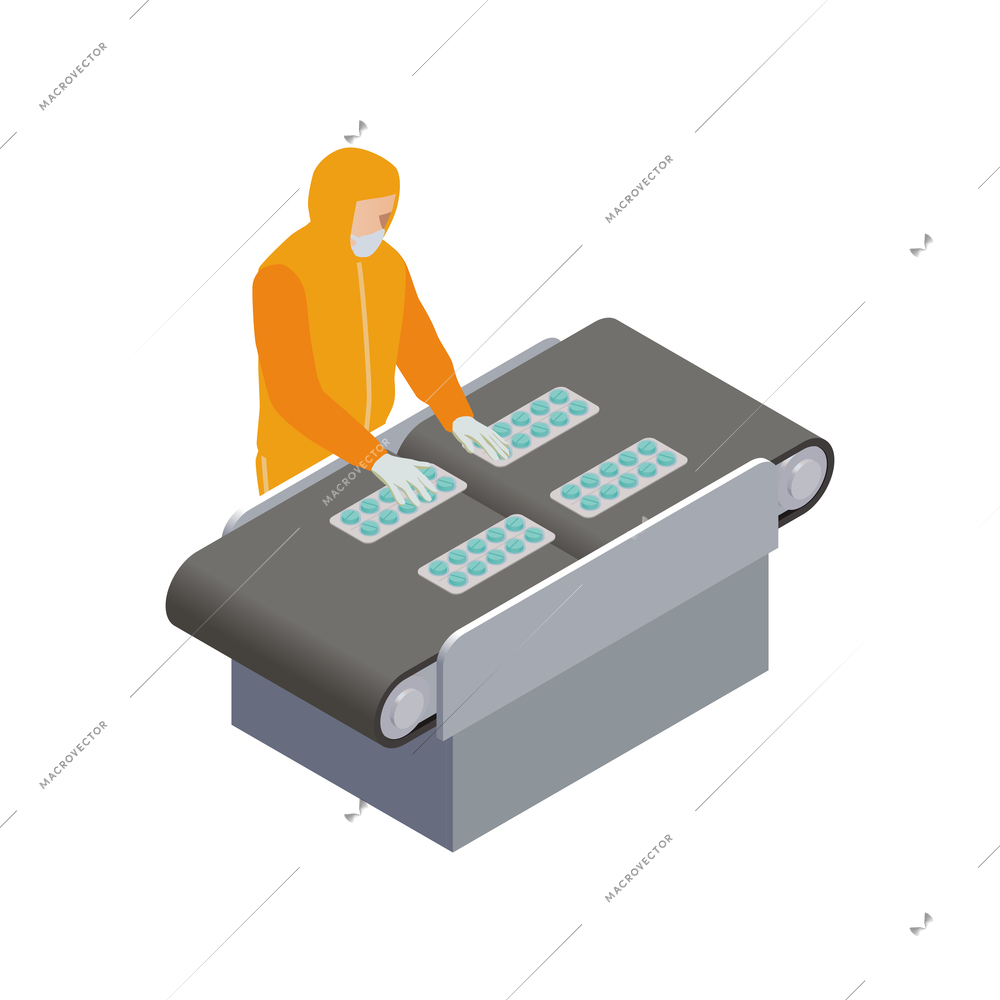 Pharmaceutical production with scientist character with medical laboratory equipment and appliances vector illustration