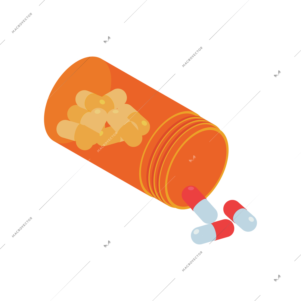 Pharmaceutical pills with medical equipment and production vector illustration