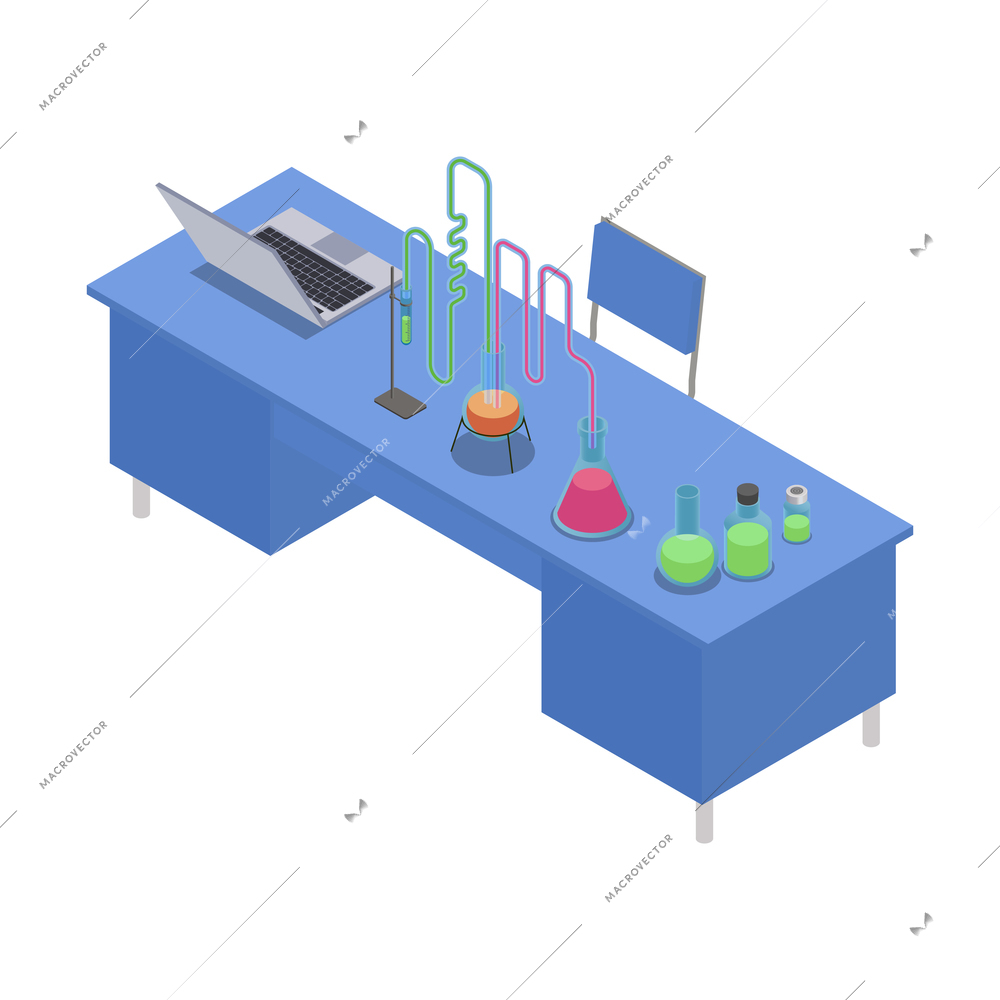 Pharmaceutical production with medical laboratory equipment vector illustration