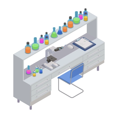 Pharmaceutical production with medical laboratory equipment vector illustration