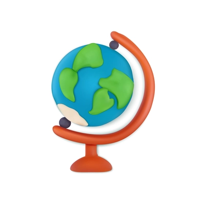 Plasticine school globe with education symbols vector illustration