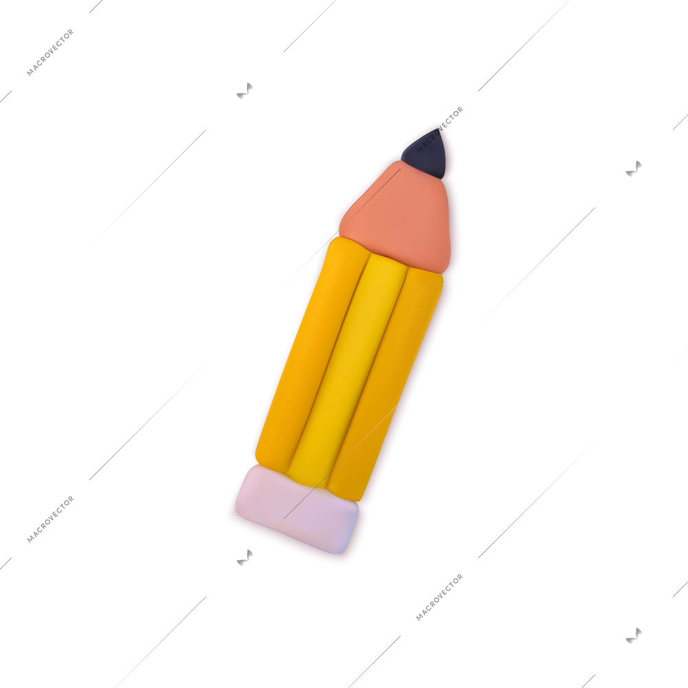 Plasticine school pencil with education symbols vector illustration