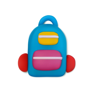 Plasticine school bag with education symbols vector illustration