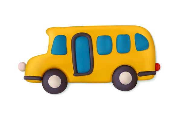 Plasticine school bus with education symbols vector illustration