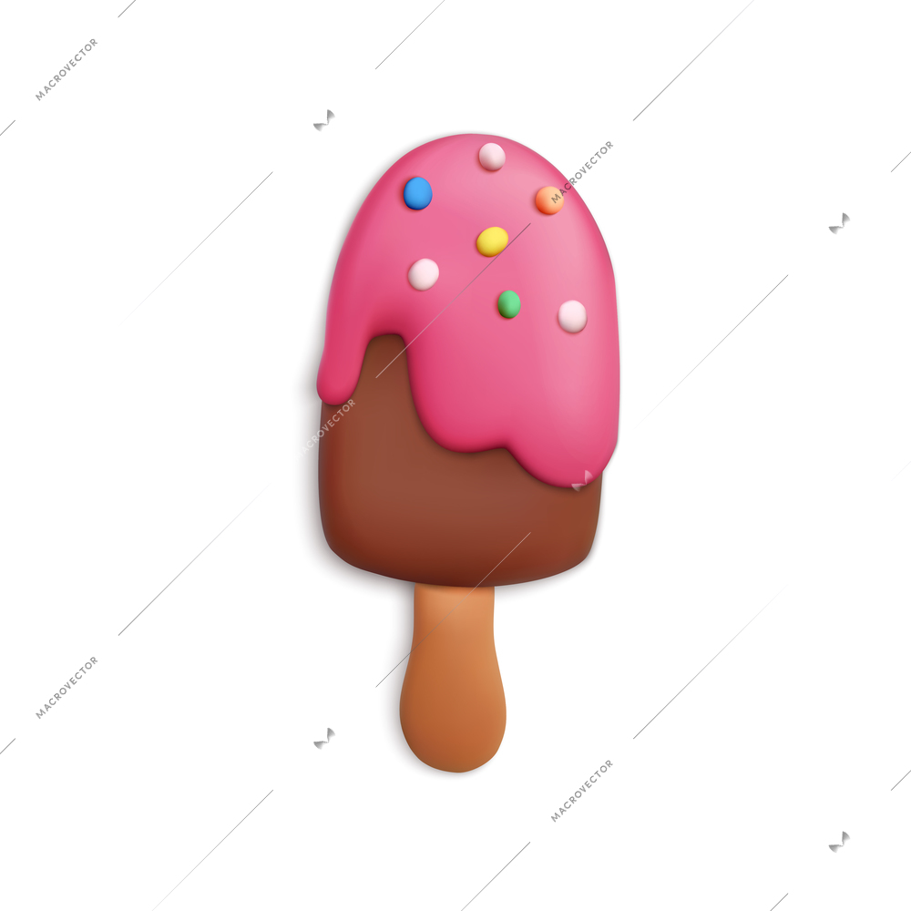 Plasticine summer ice cream with resort symbols vector illustration