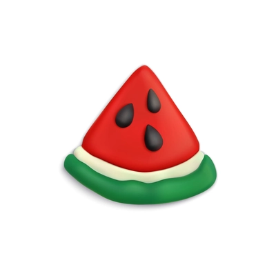 Plasticine summer watermelon with resort symbols vector illustration