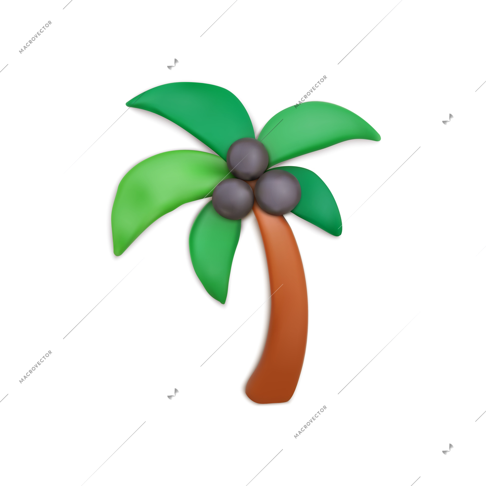 Plasticine summer palm with resort symbols vector illustration