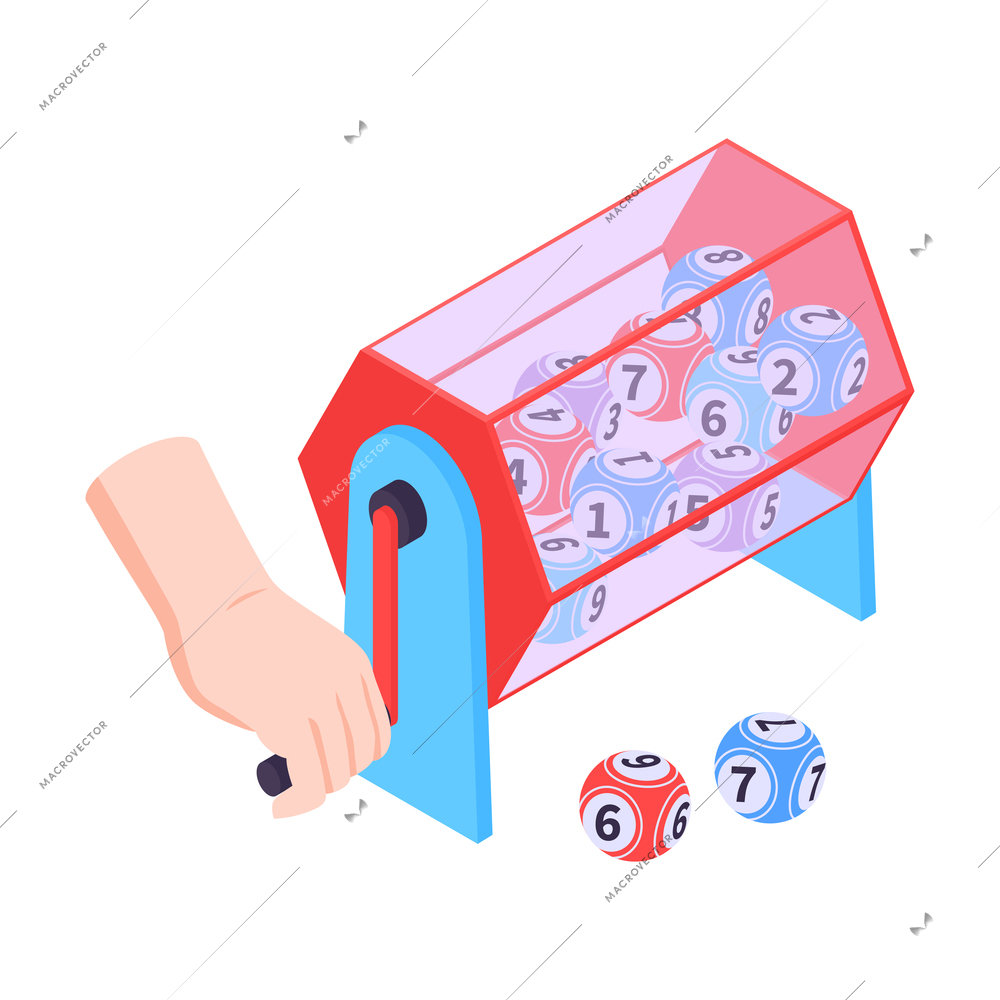 Isometric fortune lottery with gambling symbols vector illustration