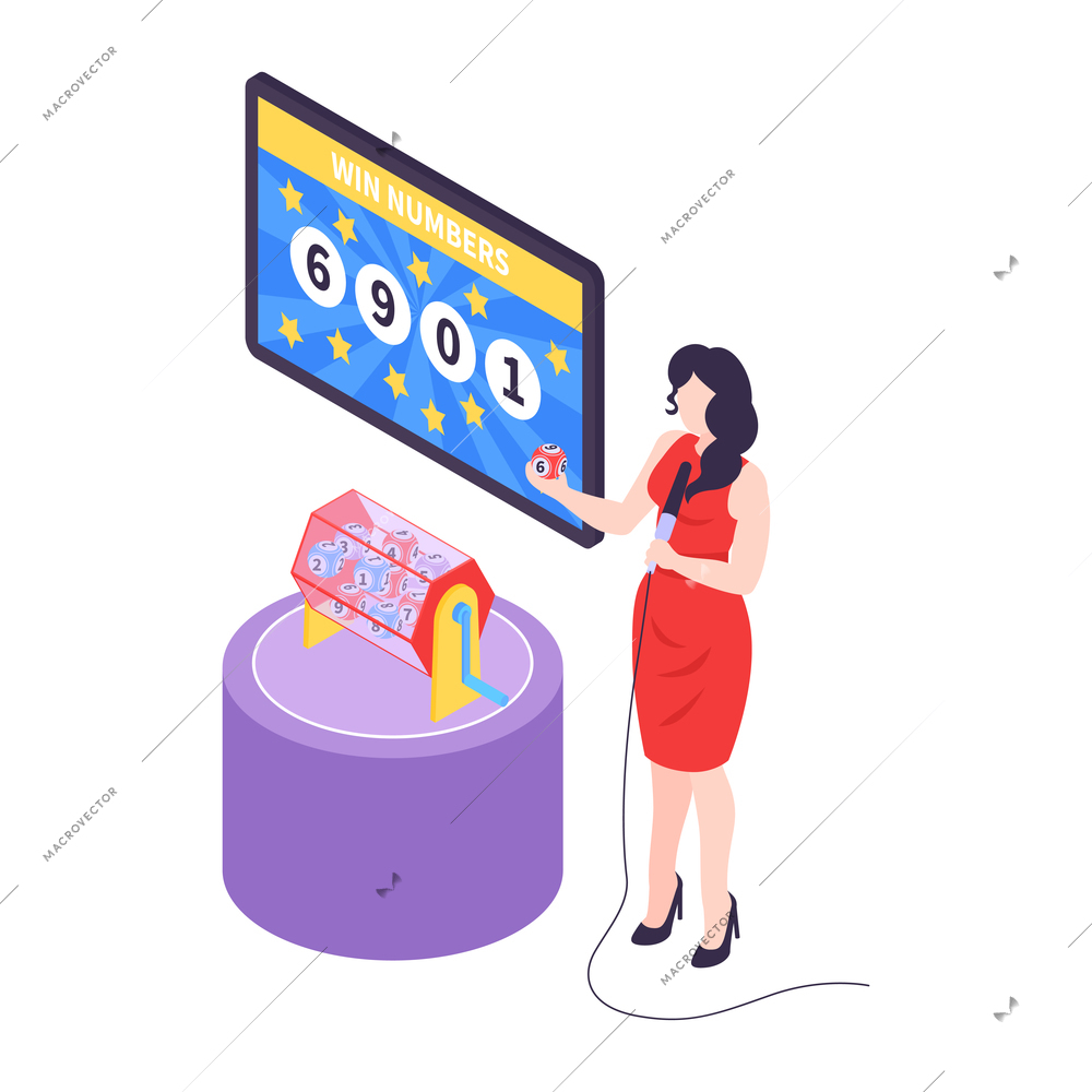 Isometric fortune lottery with winners vector illustration