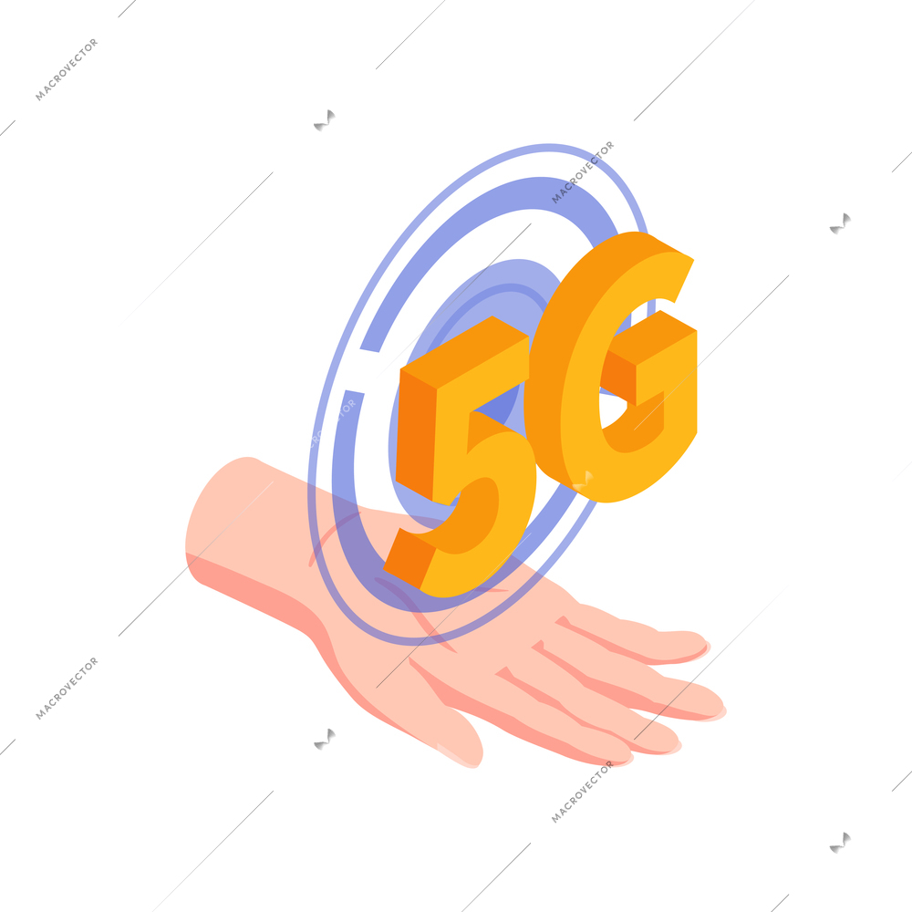 Isometric 5g internet color wireless with antenna symbols vector illustration