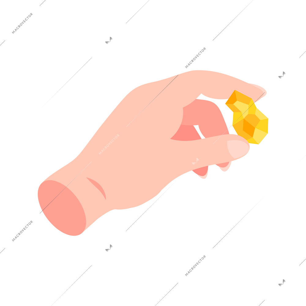 Isometric gold mining rush with gold piece vector illustration