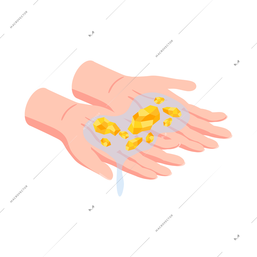 Isometric gold mining rush with gold excavate vector illustration