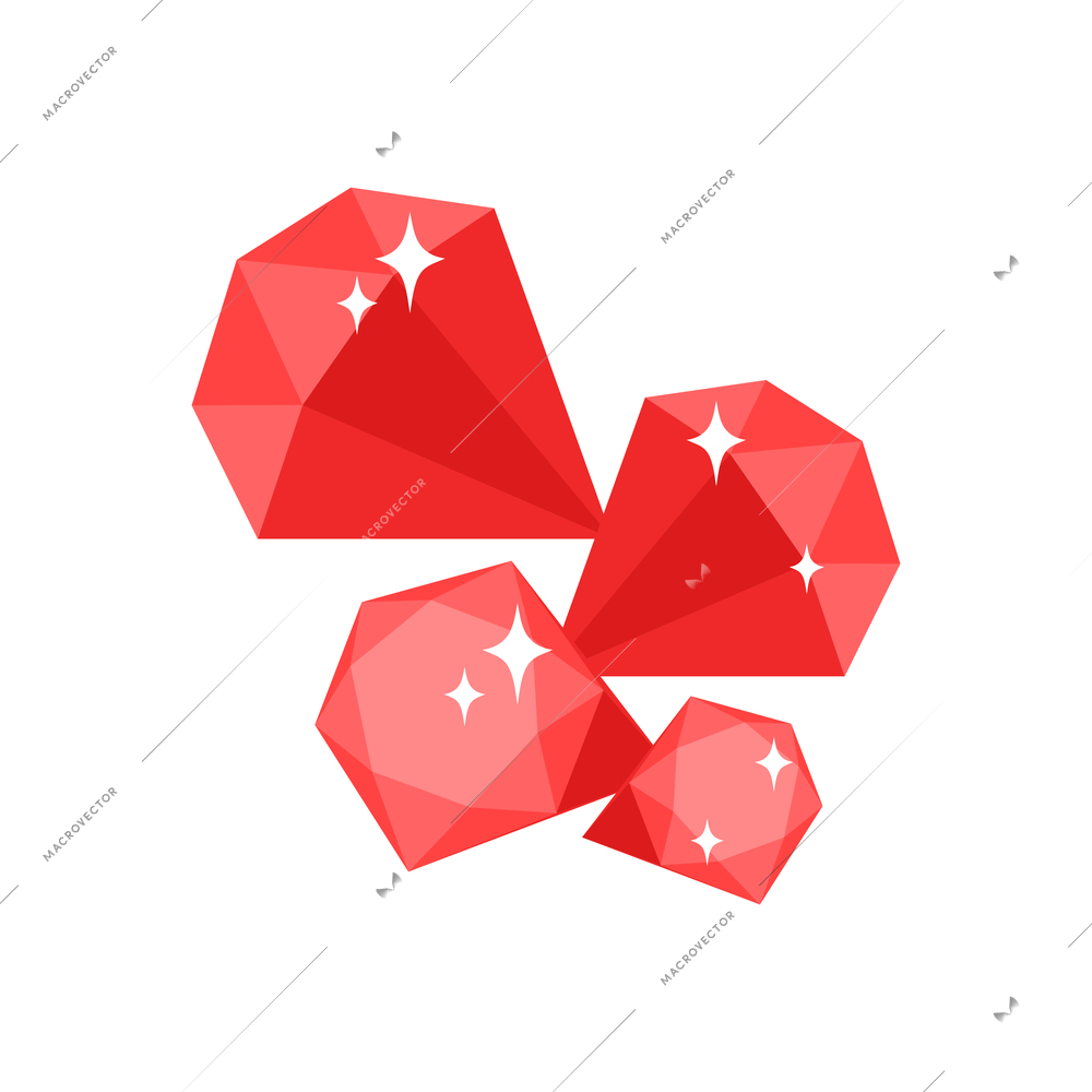Isometric ruby gems with mining rush symbols vector illustration