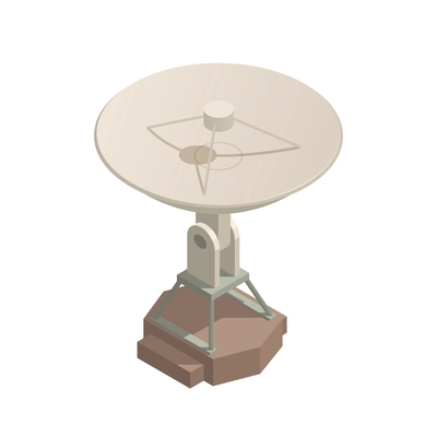 Isometric astronomy antenna with research symbols 3d vector illustration