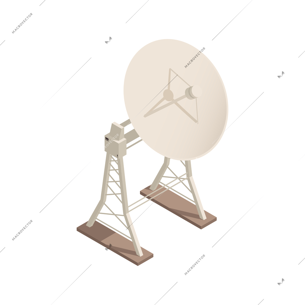 Isometric astronomy equipment with research symbols 3d vector illustration