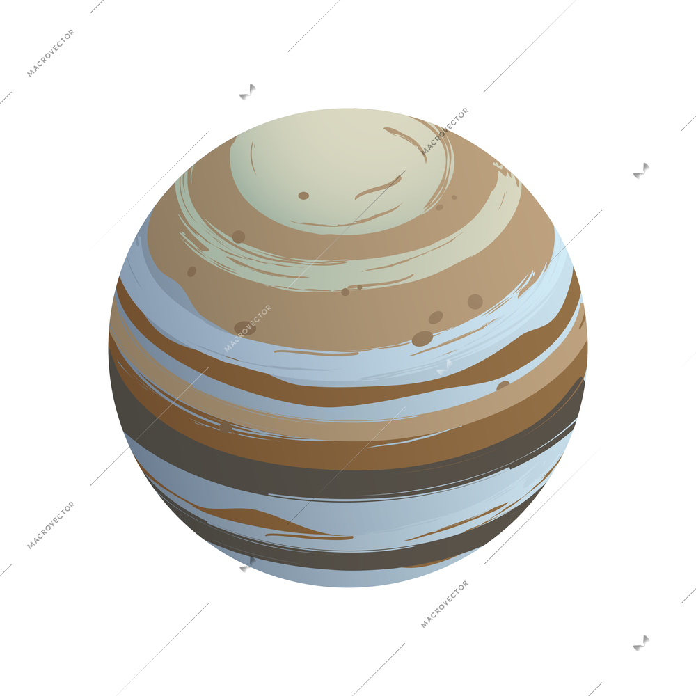 Isometric planet with astronomy research symbols 3d vector illustration