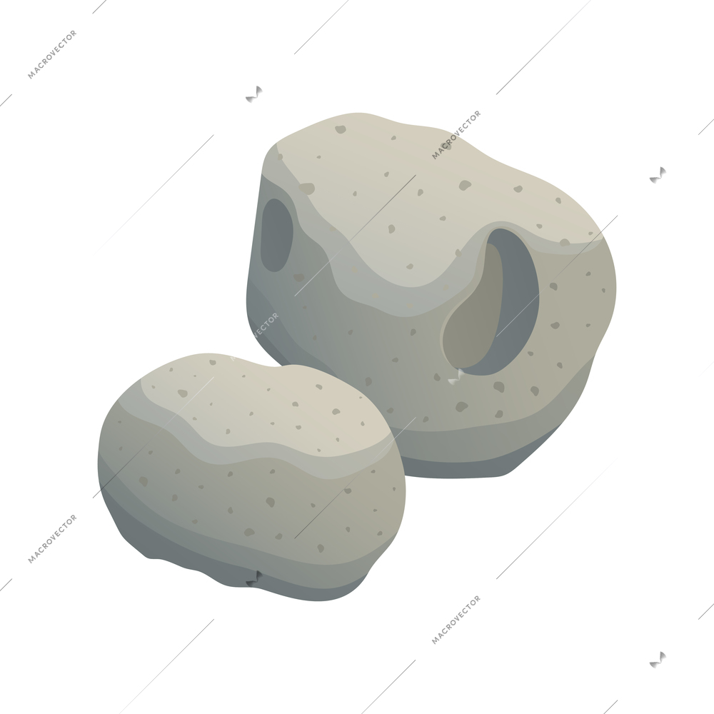 Isometric asteroid with astronomy object symbols 3d vector illustration