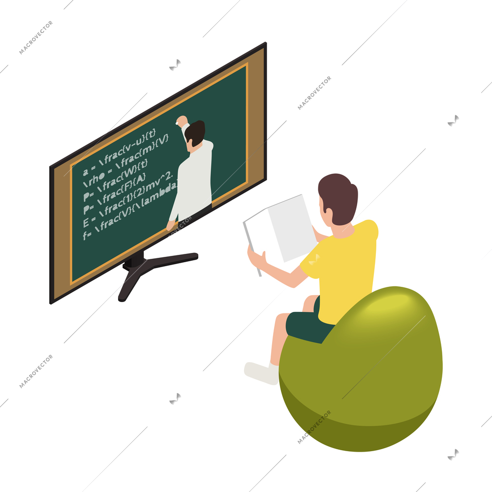 Homeschooling isometric with students and teachers at online lessons 3d vector illustration