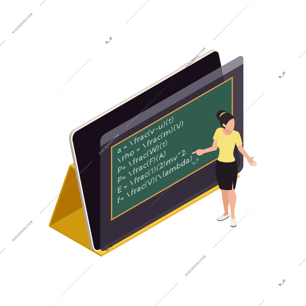 Homeschooling isometric with teacher at online lessons 3d vector illustration