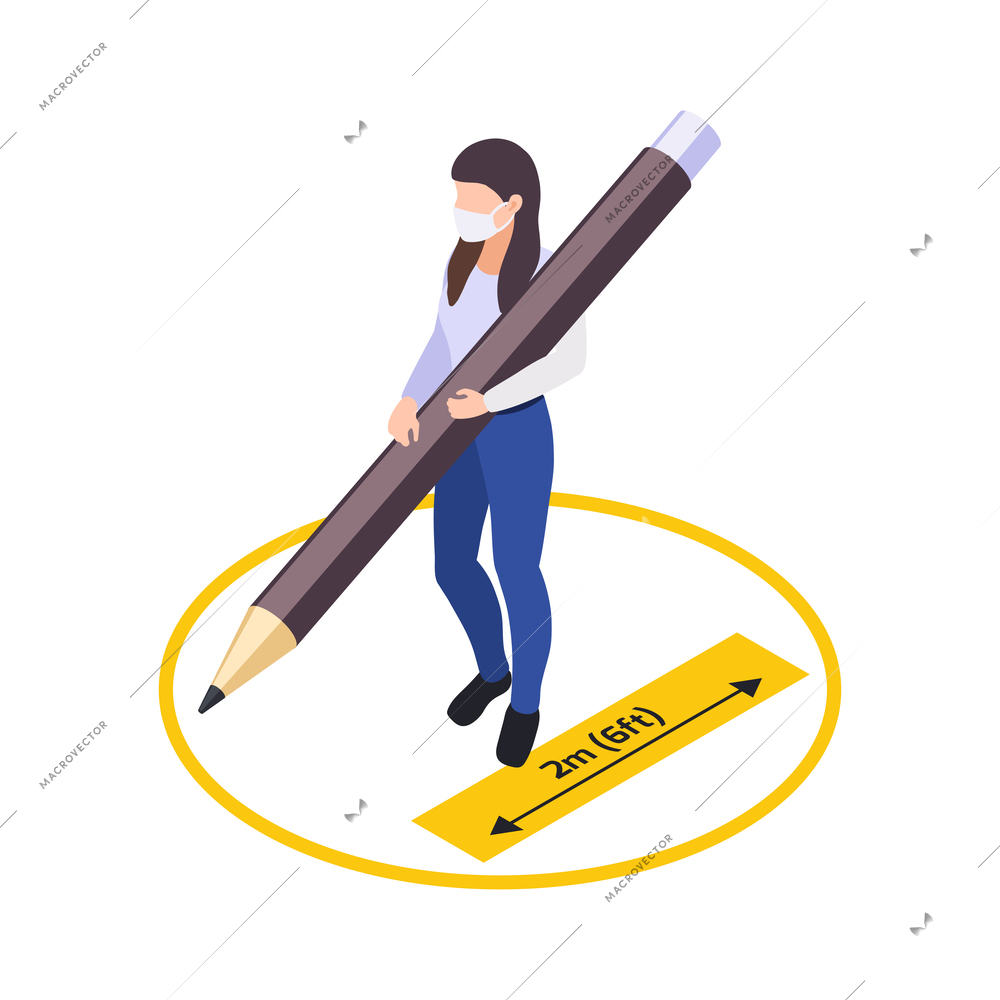 Social distancing for people in public areas isometric vector illustration