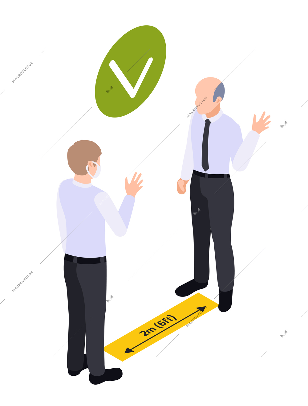 Social distancing for people in public areas isometric vector illustration