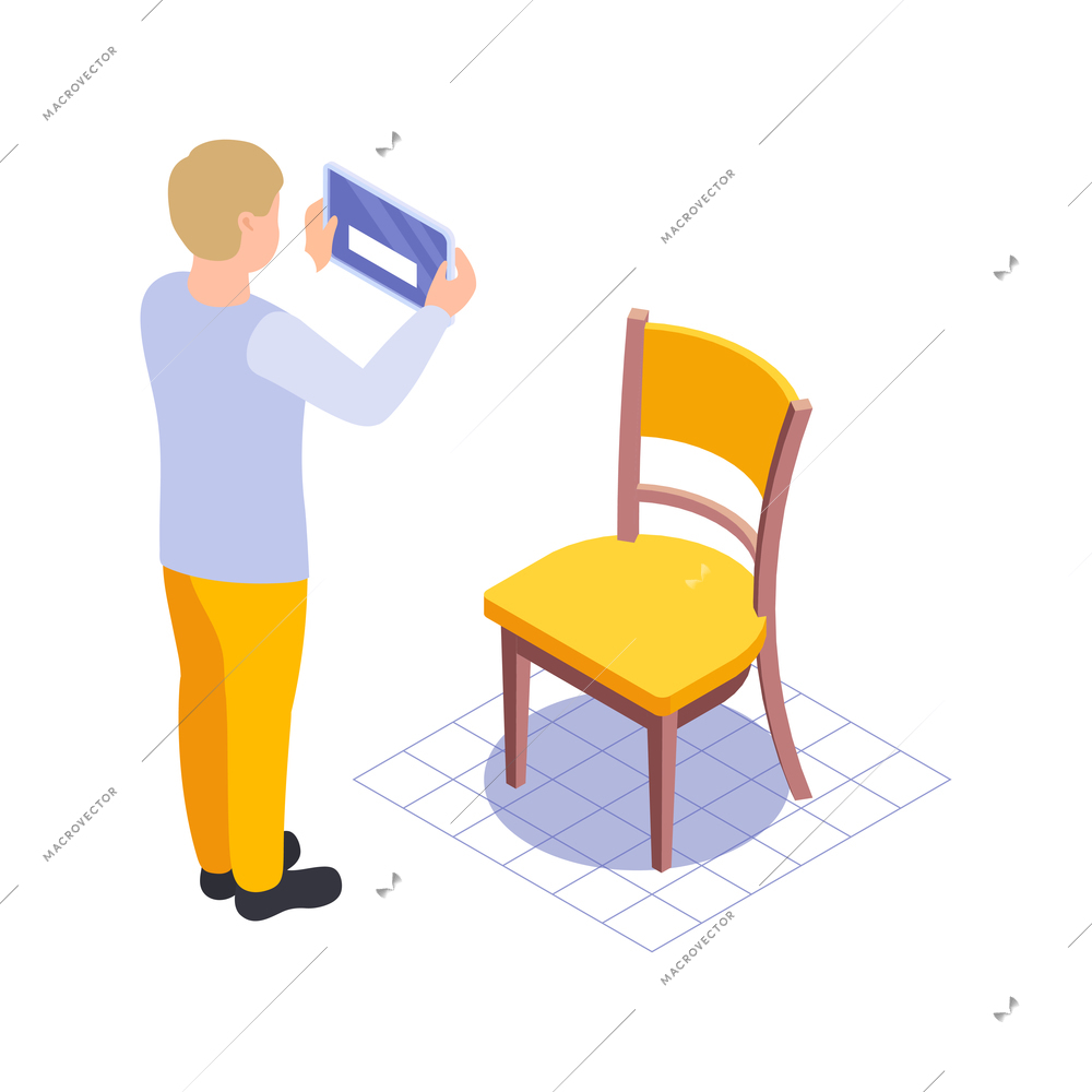 Handcraft furniture production isometric process of design isolated vector illustration