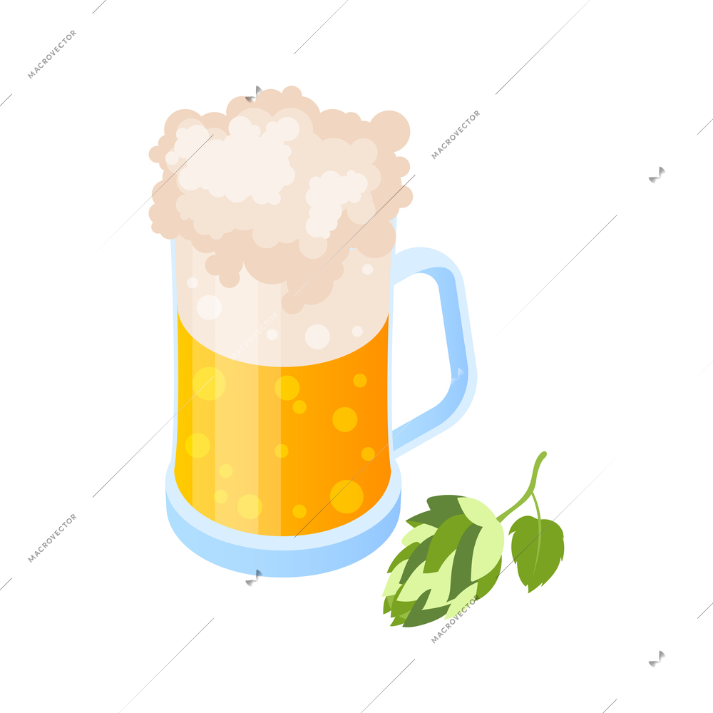 Beer pub menu with herbs isolated vector illustration