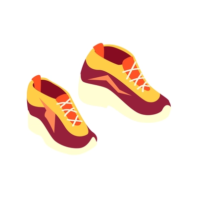 Isometric online shopping with sneakers fashion symbols vector illustration