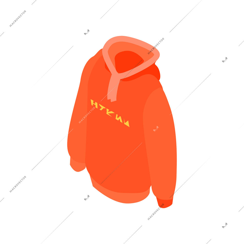 Isometric online shopping fashion clothes with orange pullover vector illustration