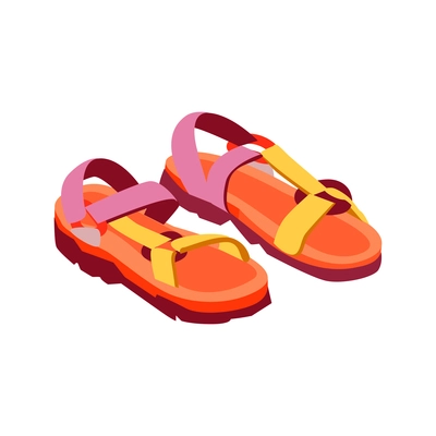 Isometric online shopping with sandals shoes vector illustration