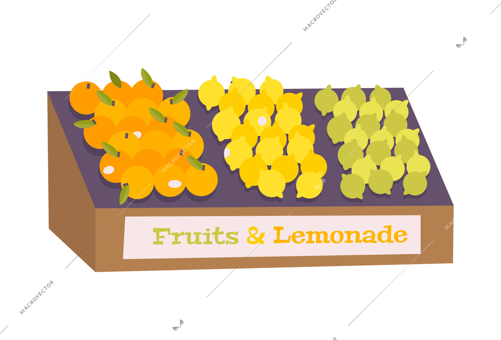 Flat storing citrus fruits with healthy food symbols vector illustration