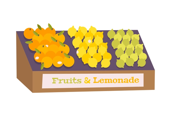 Flat storing citrus fruits with healthy food symbols vector illustration