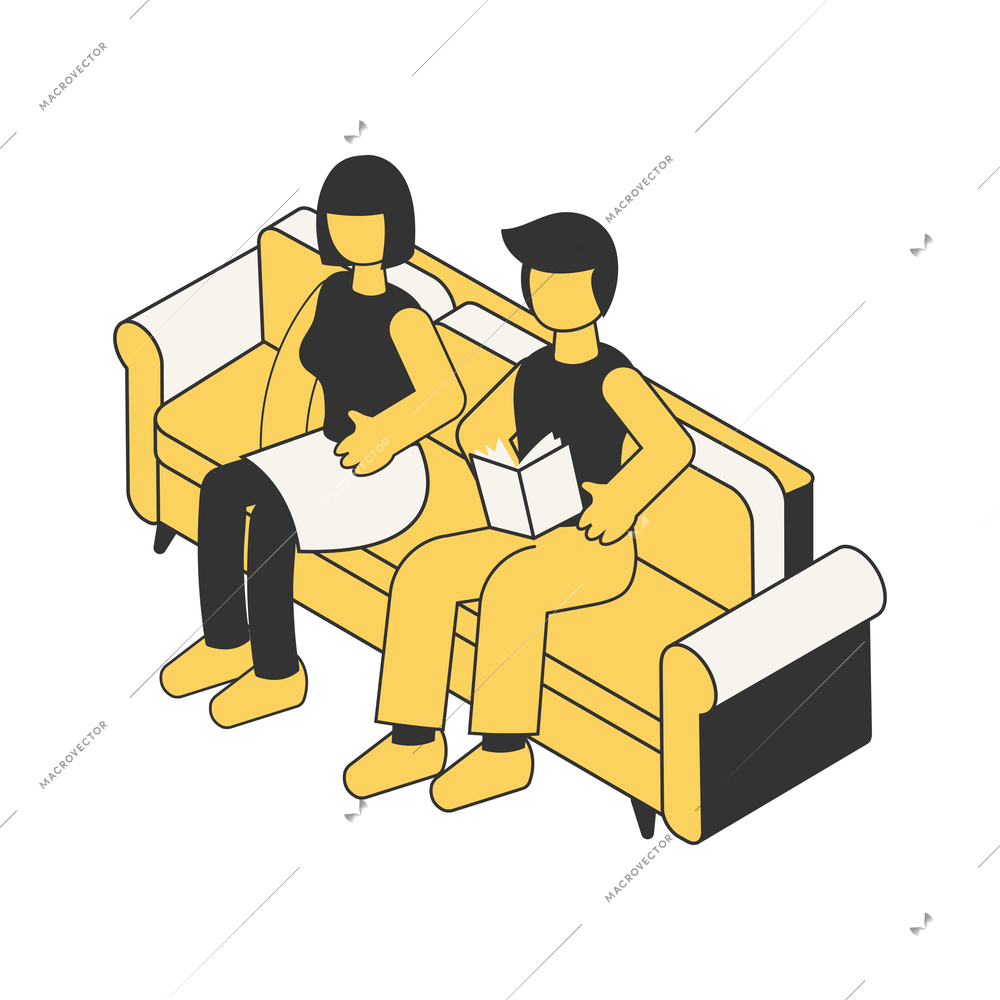 Home leisure activity isometric hand drawn vector illustration