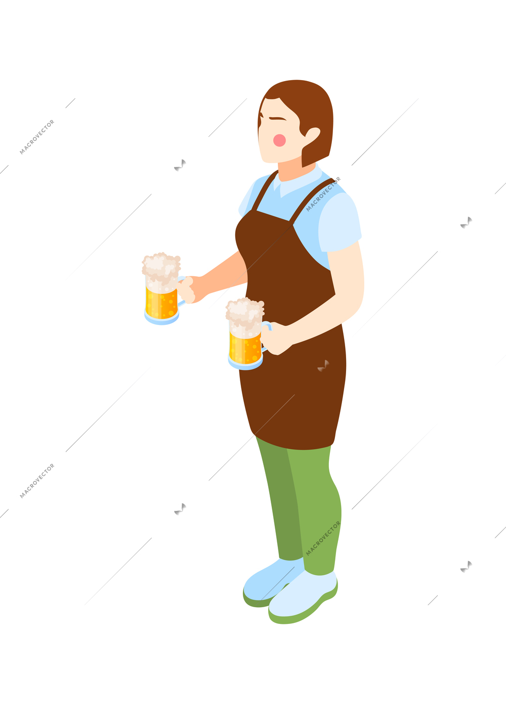 Beer pub and bartender character isolated vector illustration