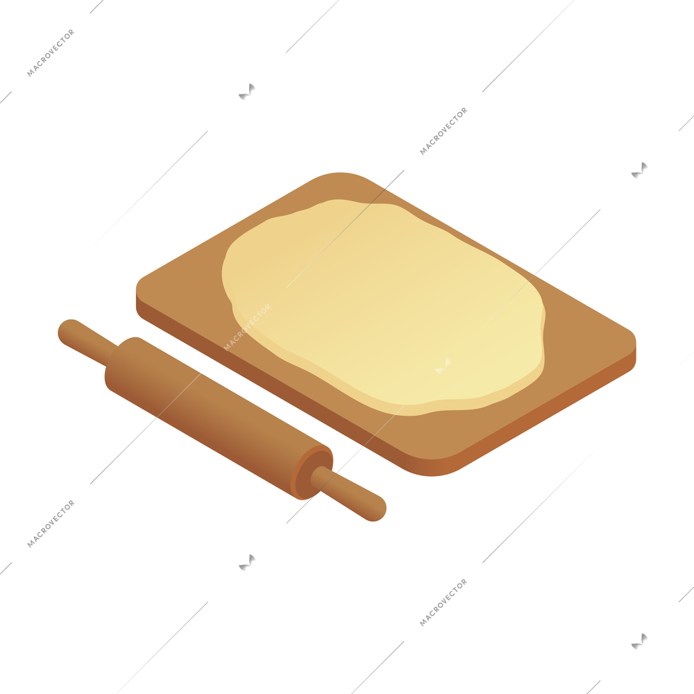 Baked bread and pastry with bakery retail and equipment symbols 3d vector illustration